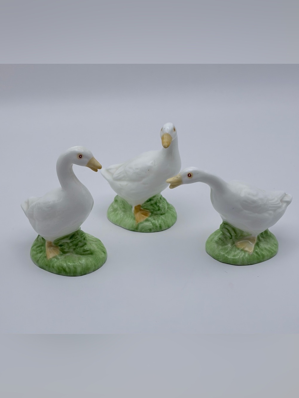 Vintage Bone China White Duck Goose Set Of 3 Figurines Made in Taiwan ROC